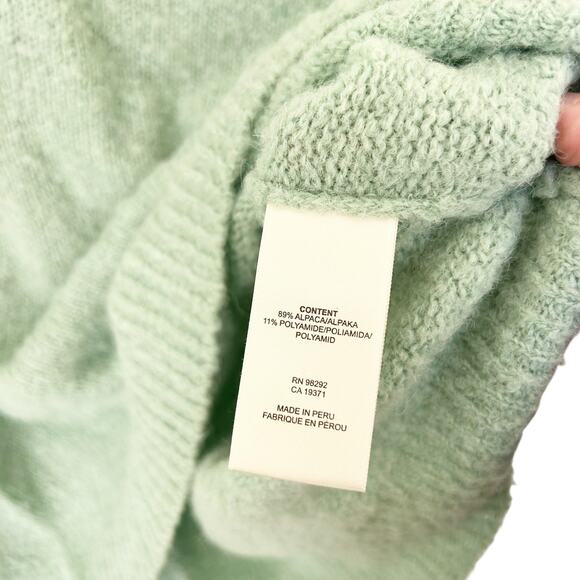 Tibi Green Airy Alpaca V Neck Sweater Sz L - Picture 4 of 5